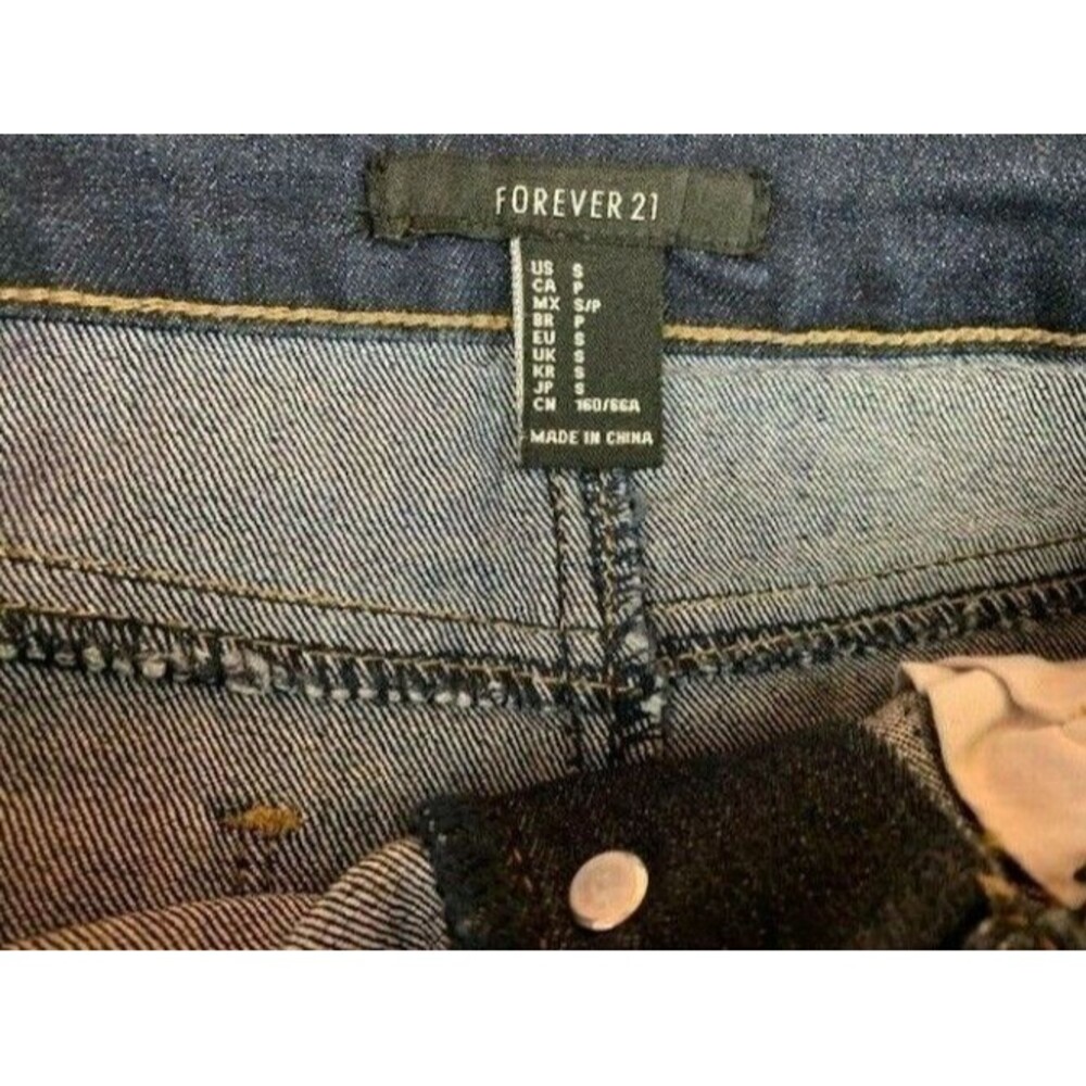 Forever 21 Size S Womens Skirt Button Fly Front Dark Wash Stretch Mini - Picture 2 of 3
